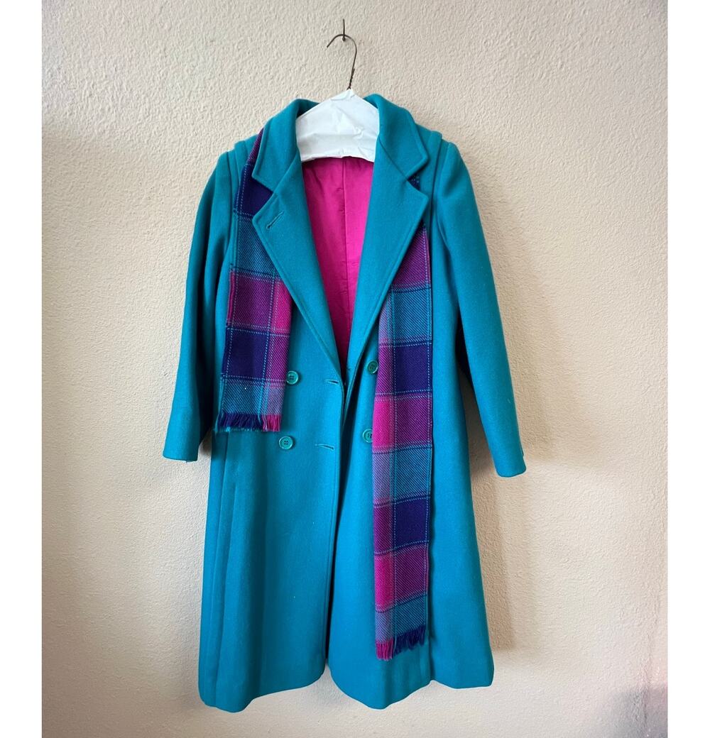 Vintage Rothschild blue wool trench coat size M